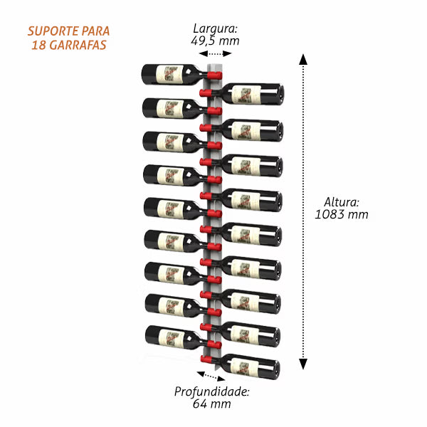 Adega Vertical para 6, 8, 12 ou 18 Garrafas em Aço Carbono