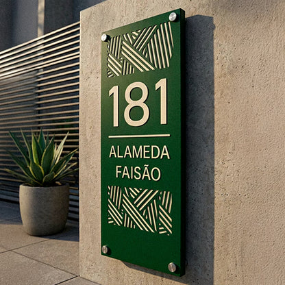 Placa de Fachada em Aço Carbono para Número e Endereço
