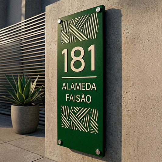 Placa de Fachada em Aço Carbono para Número e Endereço
