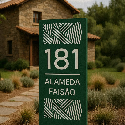 Placa de Fachada em Aço Carbono para Número e Endereço