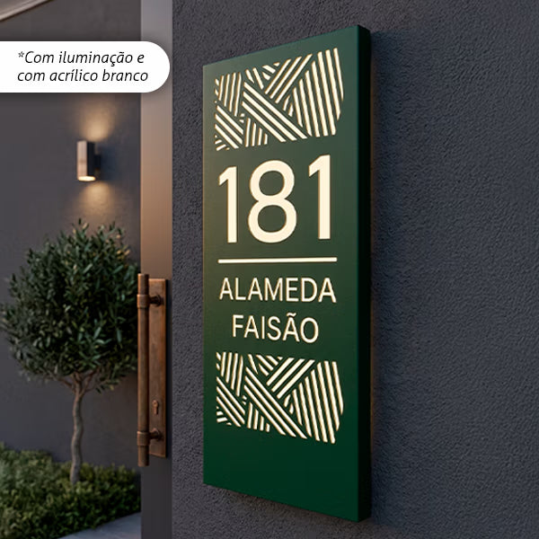 Placa de Fachada em Aço Carbono para Número e Endereço